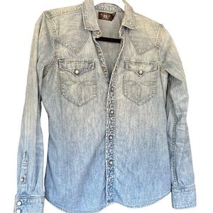 Ralph Lauren RRL Chambray Shirt with Pearl Snap Buttons Size 2